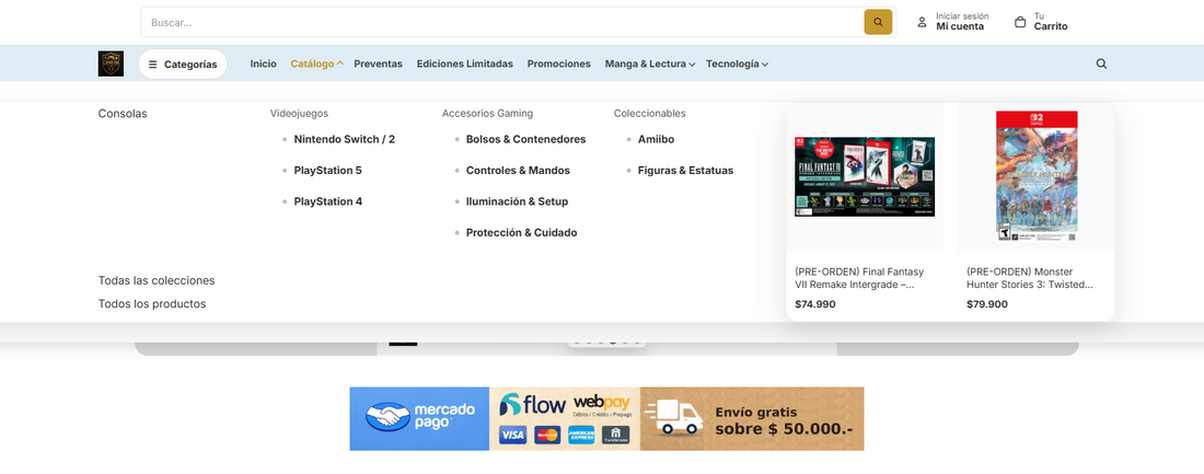 ¡Nueva actualización en GAMEON.CL! 🚀 Mejor navegación, categorías más claras y una experiencia más rápida