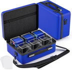 Bolso 6 Slots con Cajas Transparentes Para Cartas TCG - Azul