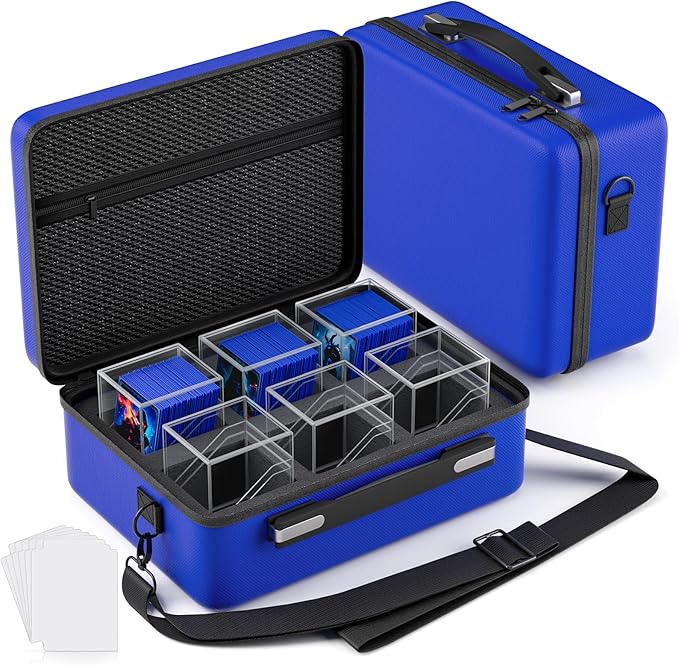 Bolso 6 Slots con Cajas Transparentes Para Cartas TCG - Azul