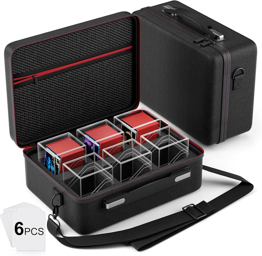 Bolso 6 Slots con Cajas Transparentes Para Cartas TCG - Negro