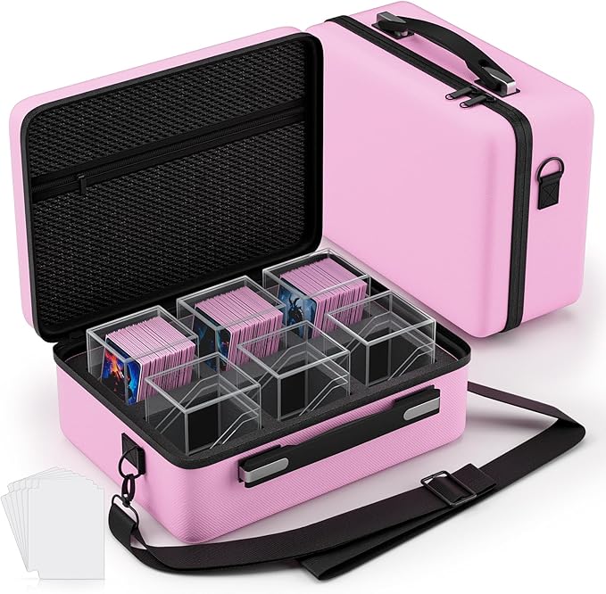 Bolso 6 Slots con Cajas Transparentes Para Cartas TCG - Rosado