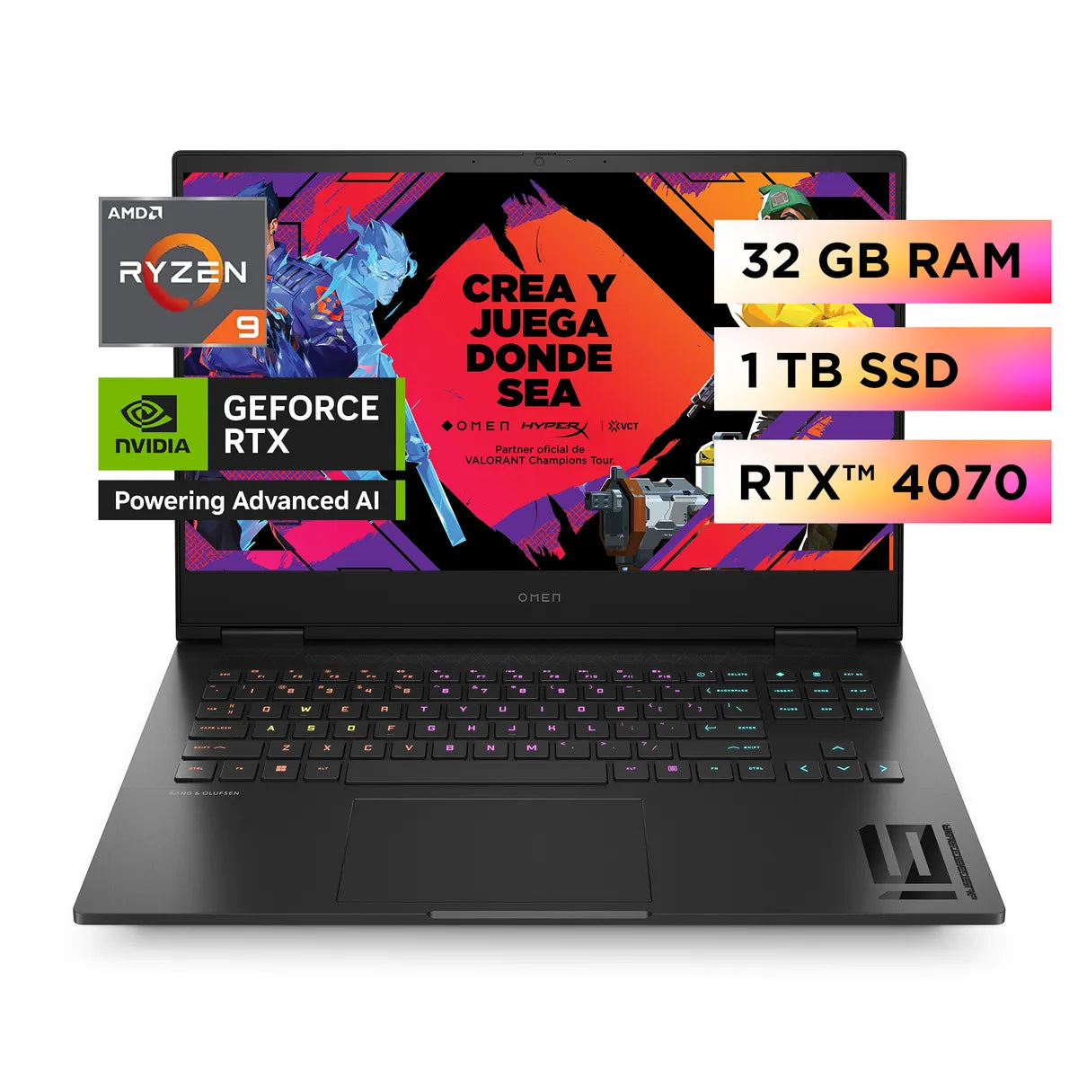 Notebook HP OMEN 16 – AMD Ryzen 9 7940HS / 32GB DDR5 / 1TB NVMe SSD / RTX 4070 8GB / 16.1” FHD