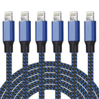 Cable Lightning Certificados MFi Para iPhone (Nailon Trenzado, Carga Rápida, Azul)