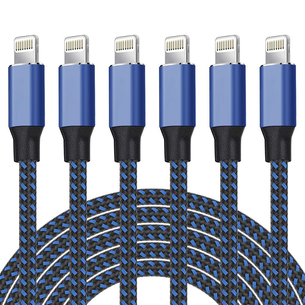 Cable Lightning Certificados MFi Para iPhone (Nailon Trenzado, Carga Rápida, Azul)