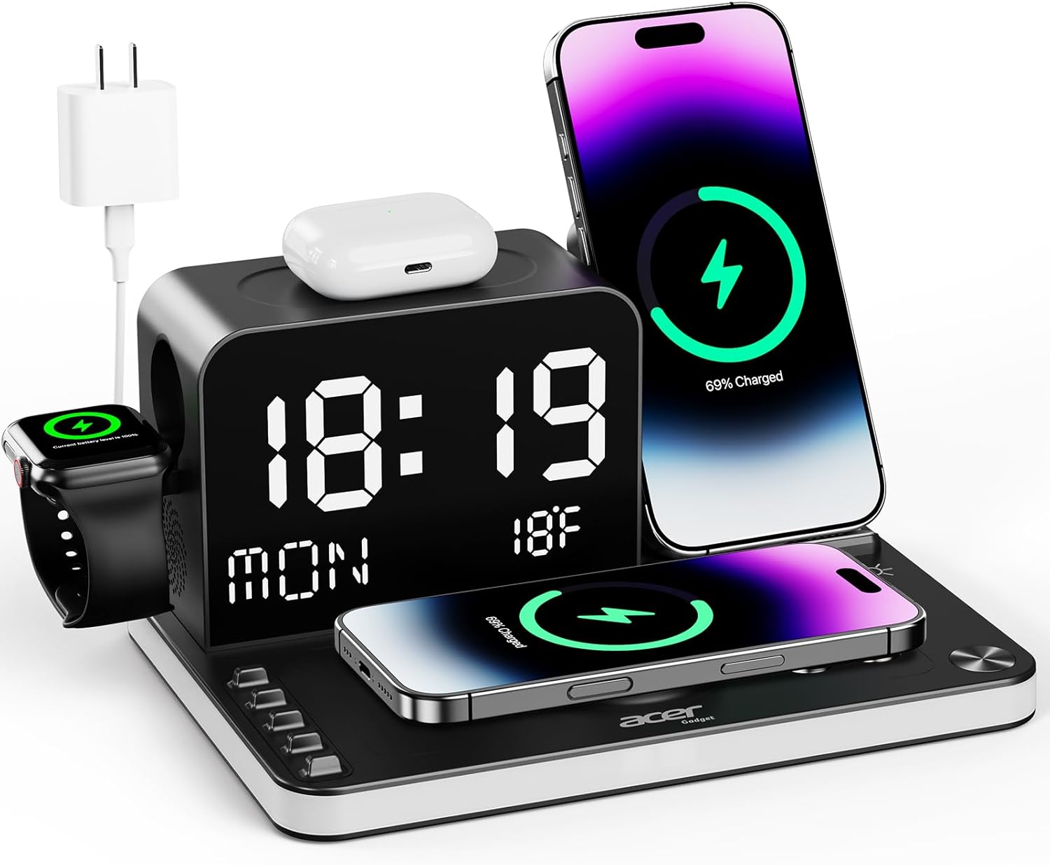 Estación de carga inalámbrica 7 en 1 para iPhone, Apple Watch y AirPods