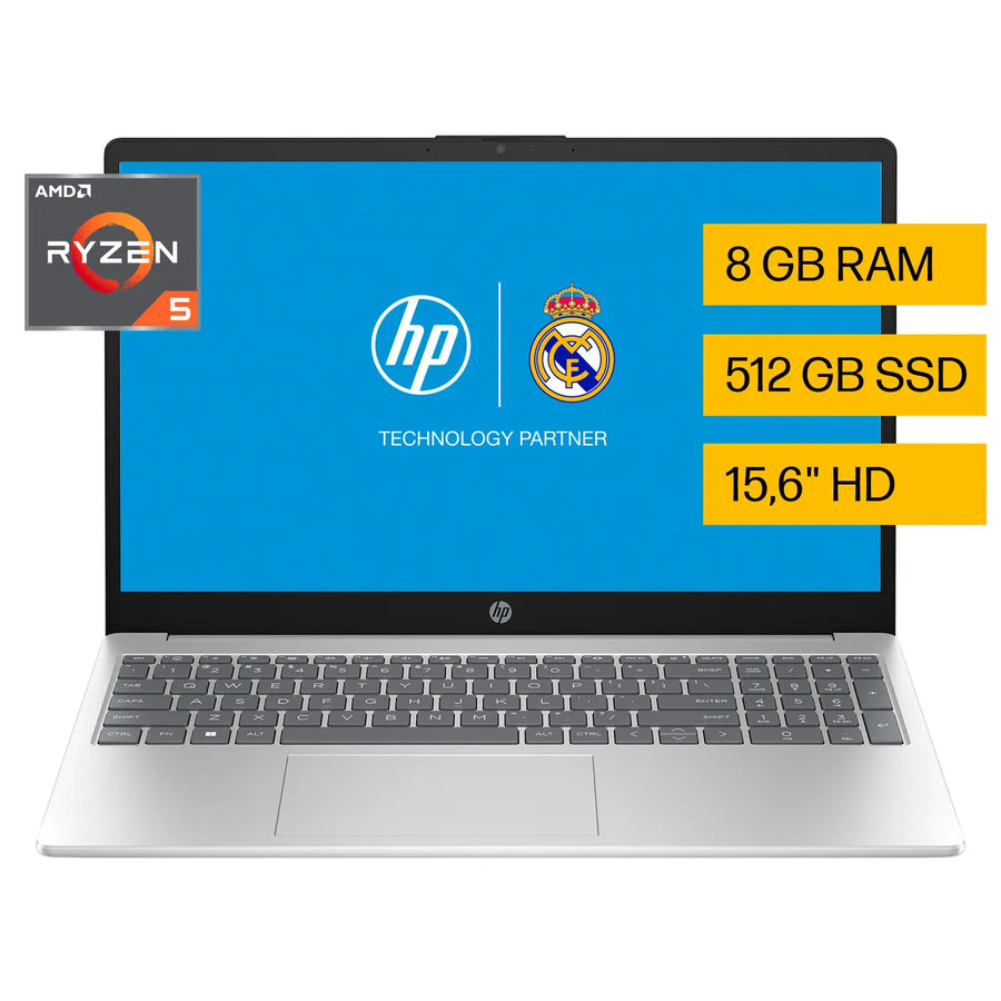 Notebook HP 15 – AMD Ryzen 5 7520U / 8GB LPDDR5 / 512GB NVMe SSD / 15.6” HD