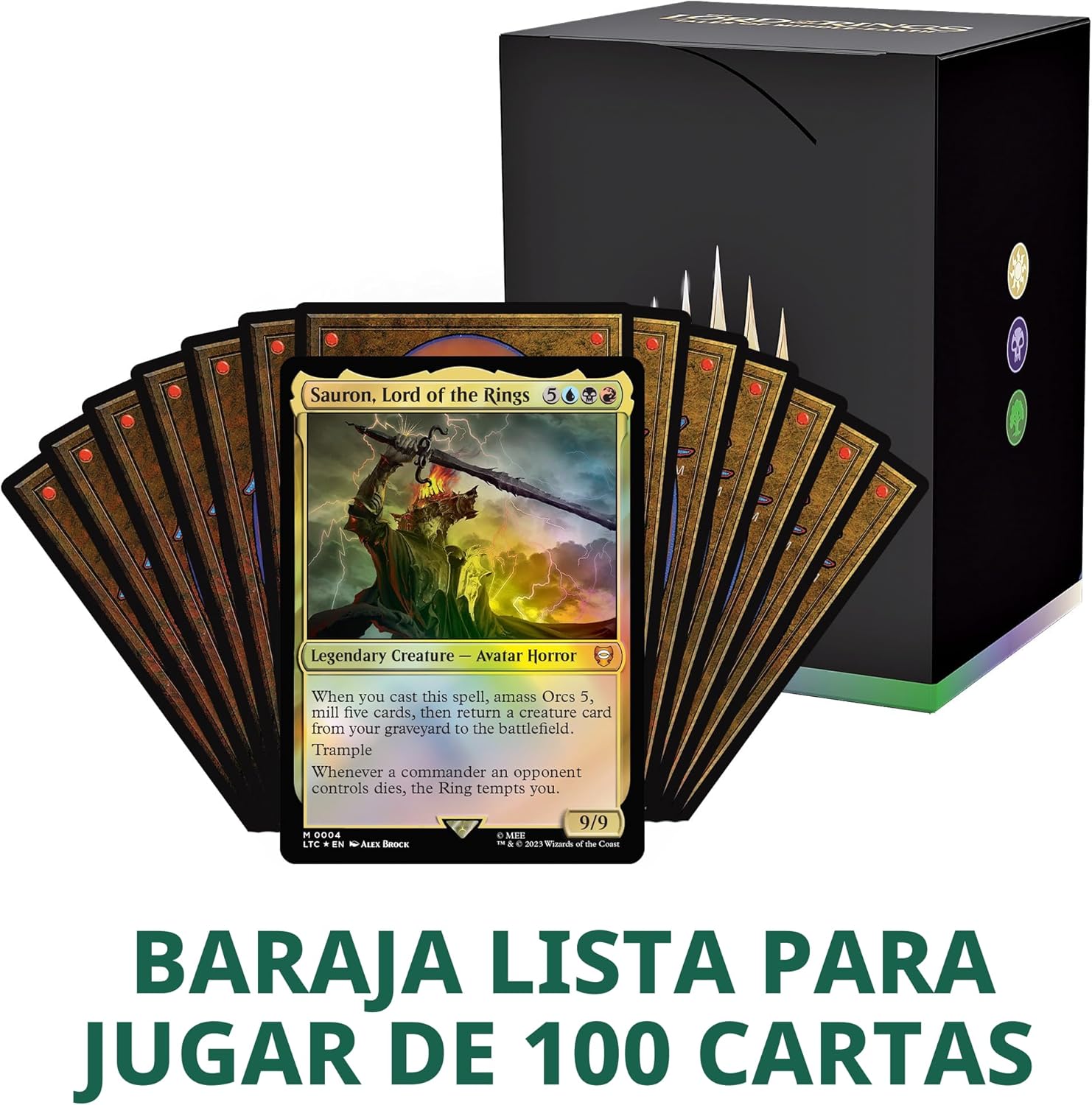 Magic: The Gathering El Señor de los Anillos Cuentos de la Tierra Media Commander Deck 4 + Paquete de muestra de refuerzo para coleccionista