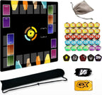 Alfombrilla de juego para cartas TCG 2 jugadores con contadores de daño y bolsa - Negra