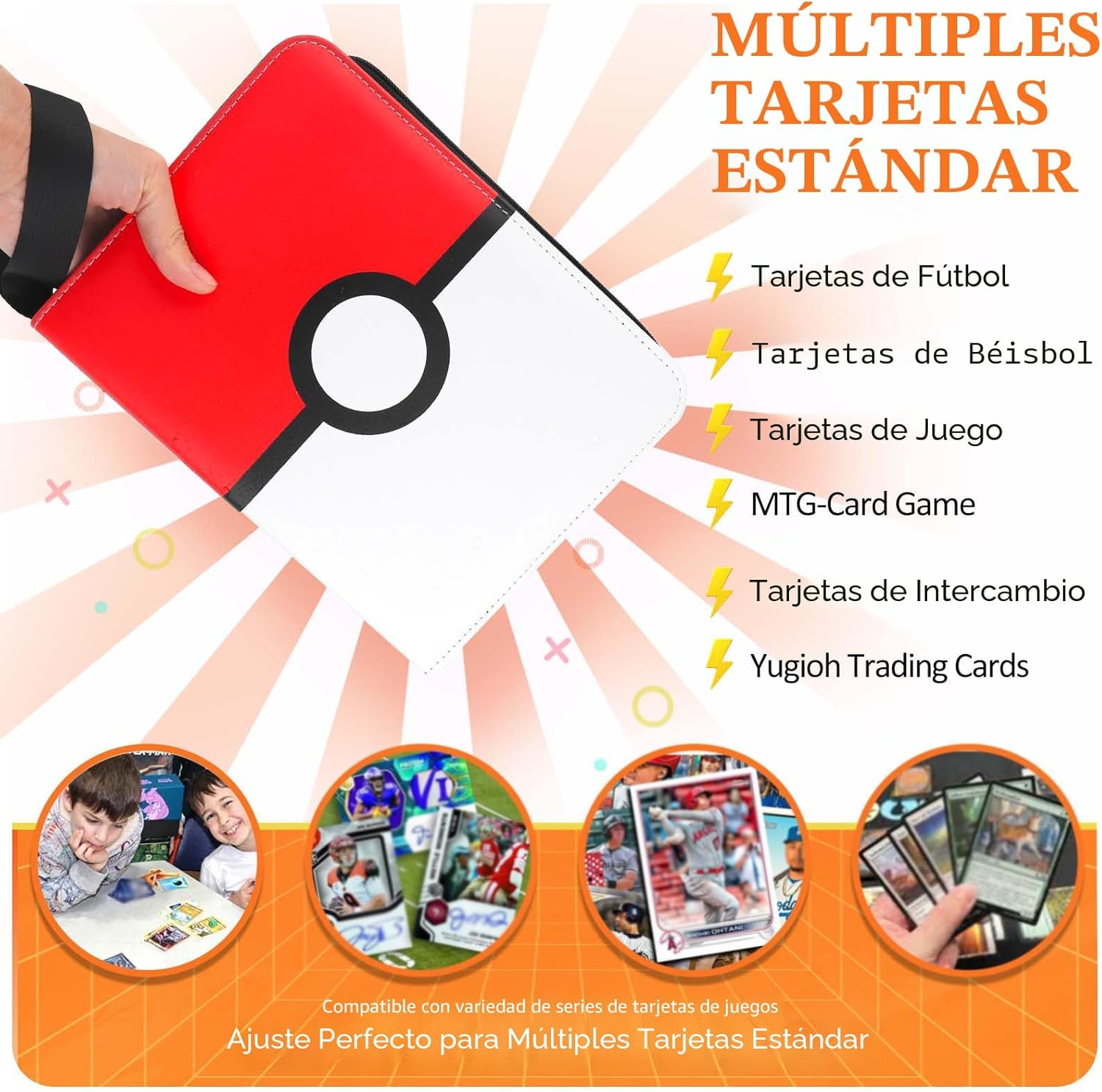 Carpeta para tarjetas de 4 bolsillos para 400 cartas con 50 fundas extraíbles - Pokeball