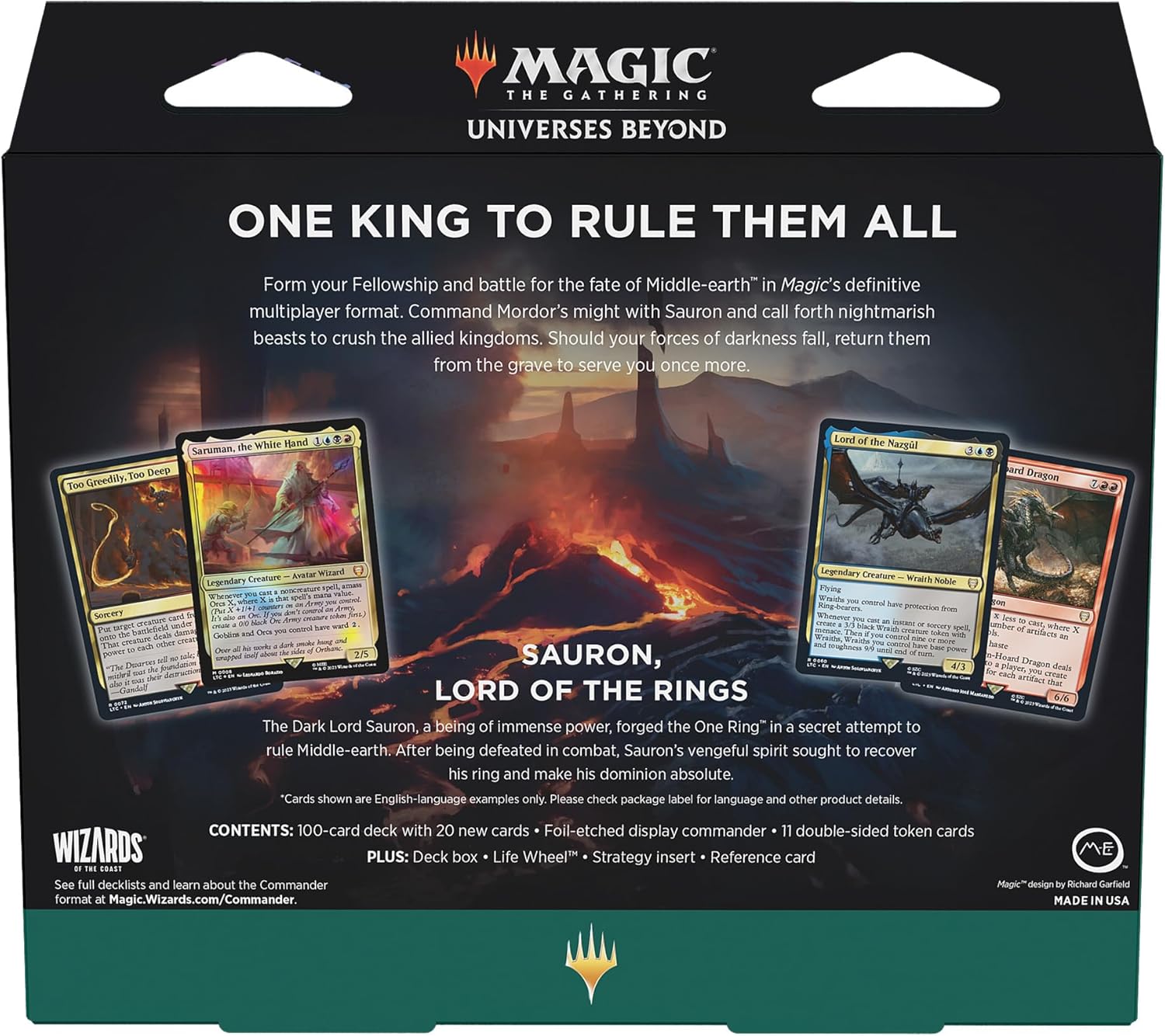Magic: The Gathering El Señor de los Anillos Cuentos de la Tierra Media Commander Deck 4 + Paquete de muestra de refuerzo para coleccionista