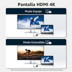 Hub USB-C ACER 7 en 1 con HDMI 4K y carga PD 100W (gris)