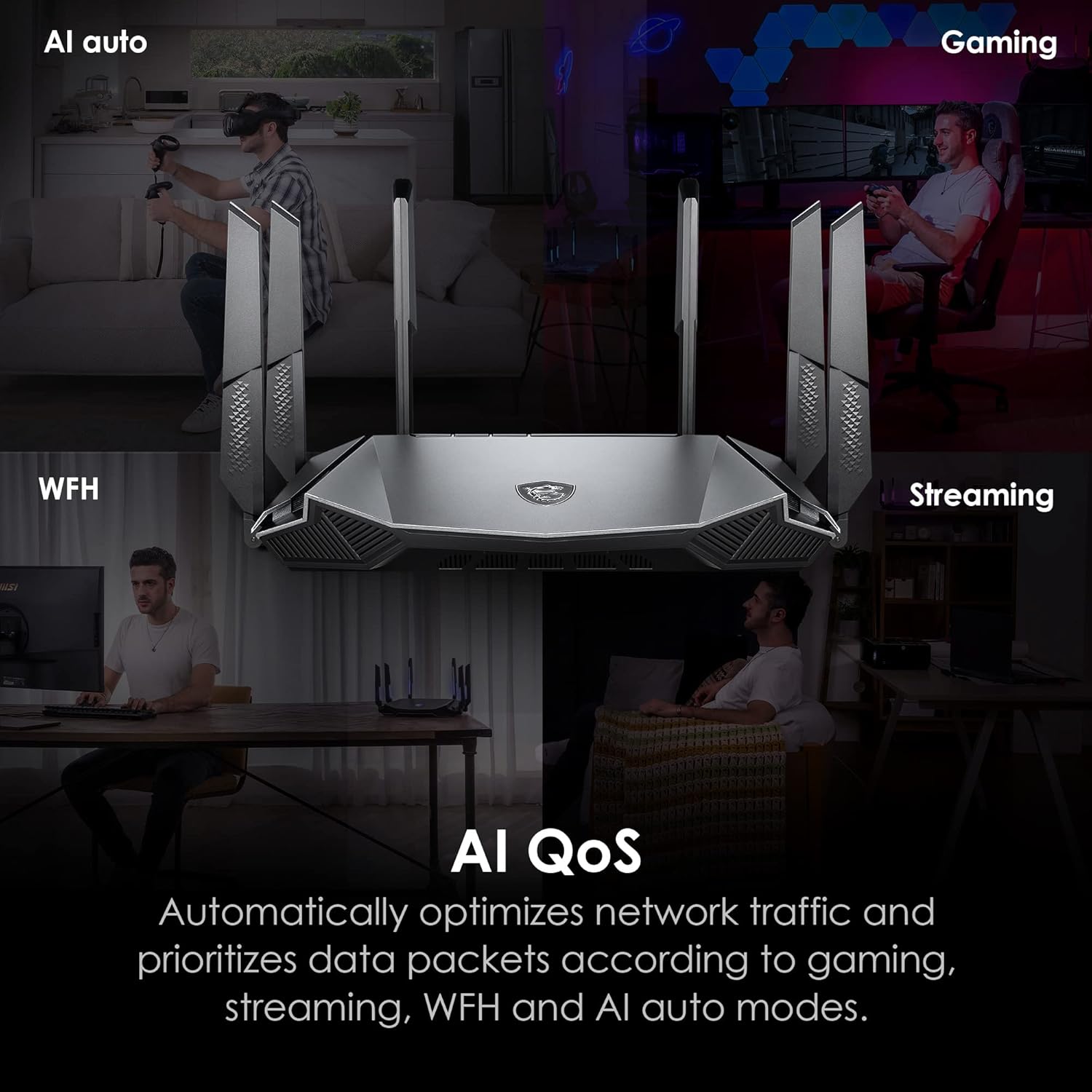Router gamer MSI Radix AXE6600 WiFi 6E tri-band con AI QoS y RGB
