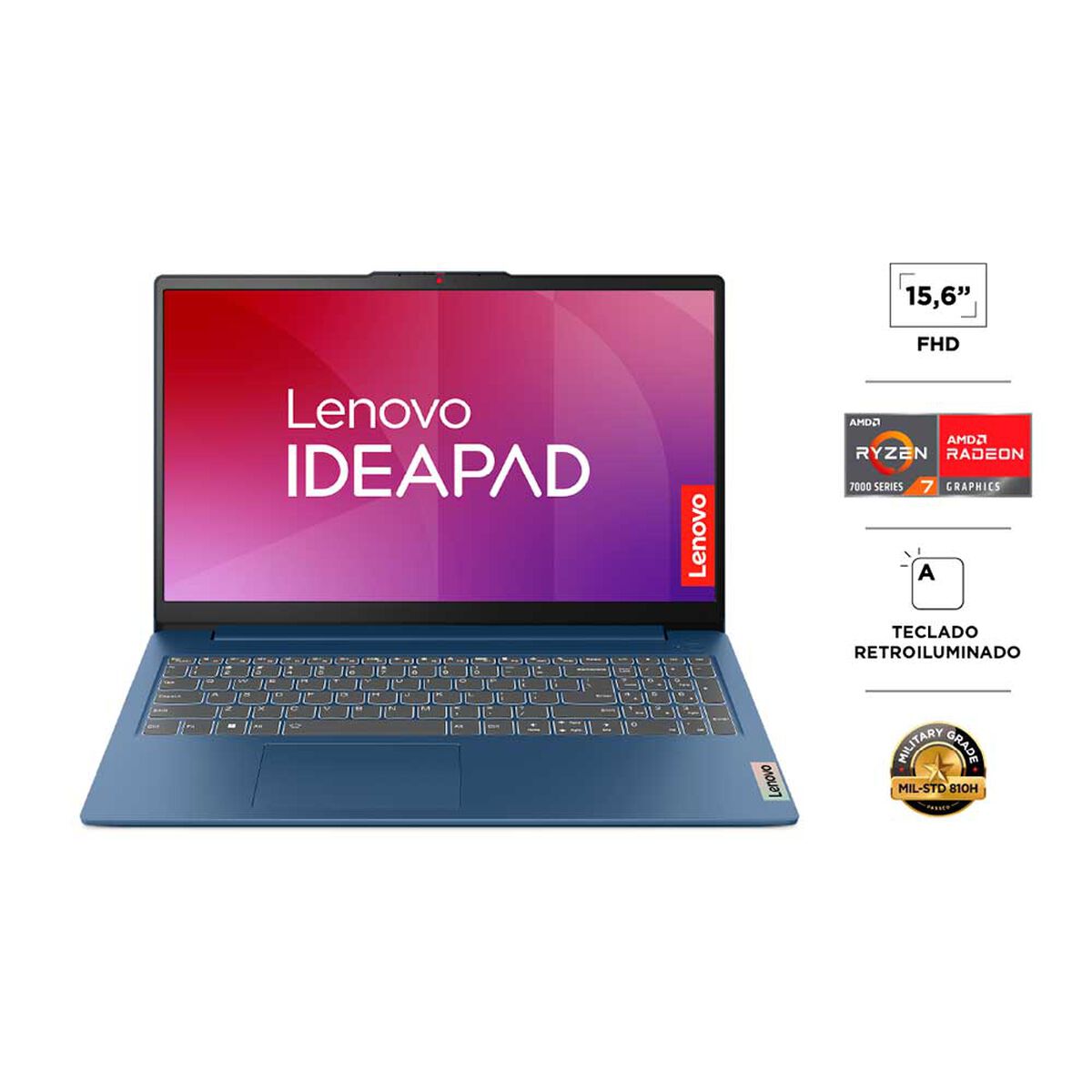 Notebook Lenovo IdeaPad Slim 3 15.6” (AMD Ryzen 7 5825U / 16GB RAM / 512GB SSD / FHD (1920×1080) / Wi-Fi 6 / Windows 11 (Abyss Blue))