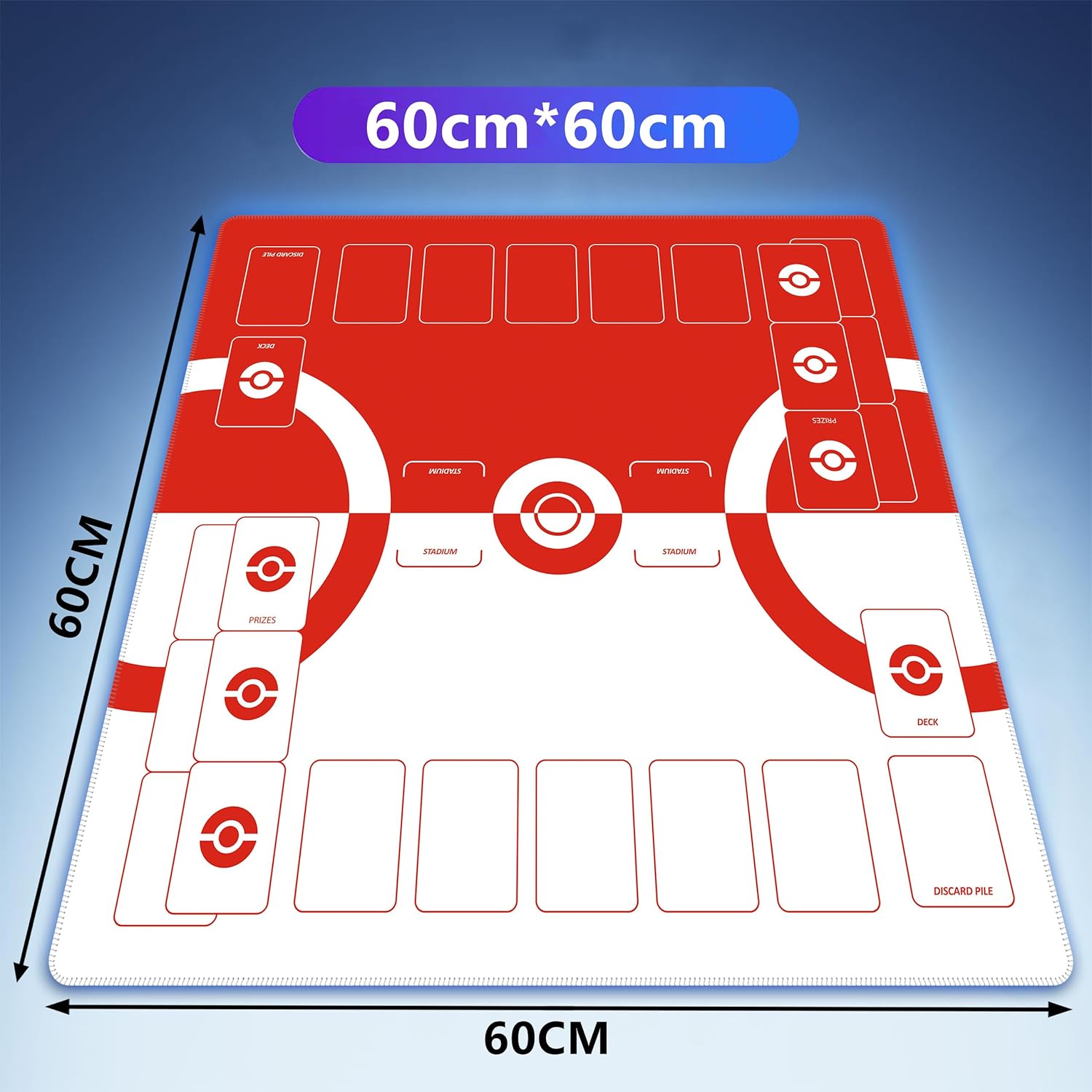 Alfombrilla de juego para cartas TCG 2 jugadores con contadores de daño y bolsa - Roja