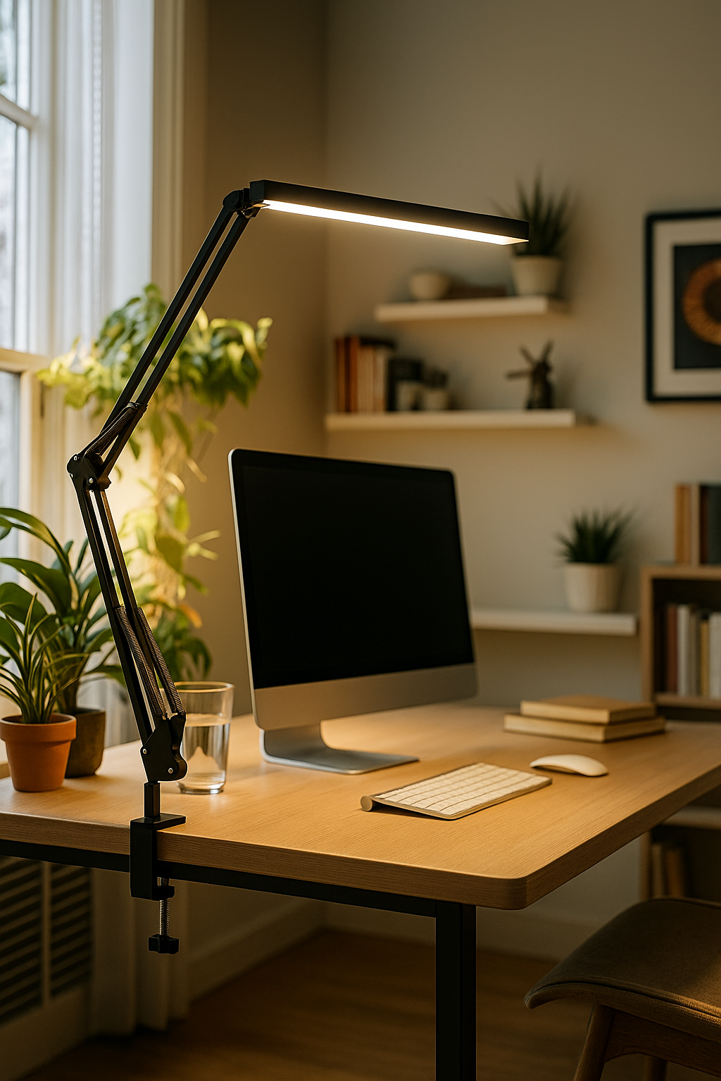 Lámpara LED de Escritorio con Brazo Articulado – 5 Modos de Luz y 11 Niveles de Brillo