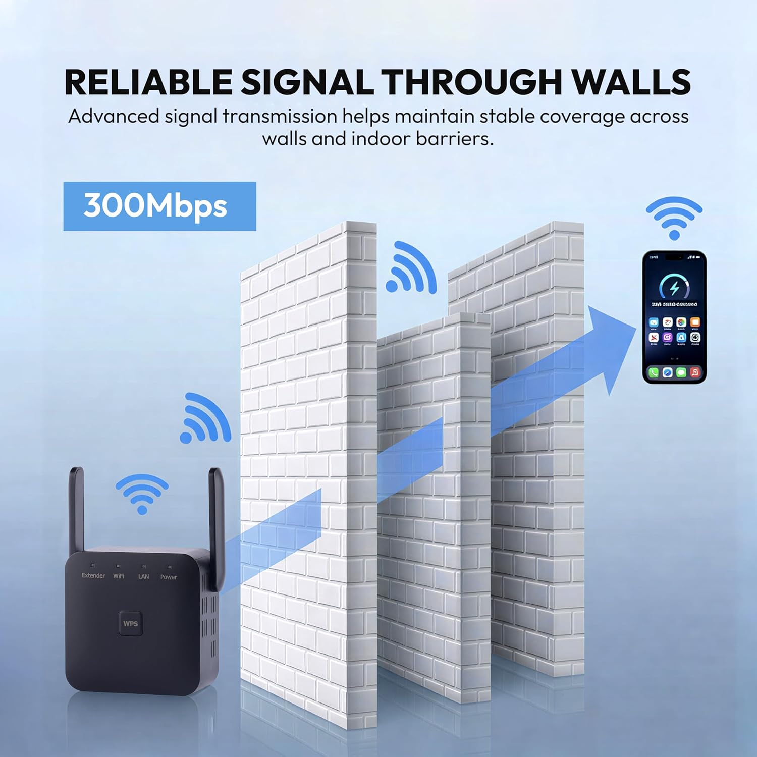 Amplificador de señal WiFi 2.4 GHz con puerto Ethernet (hasta 300 Mbps)