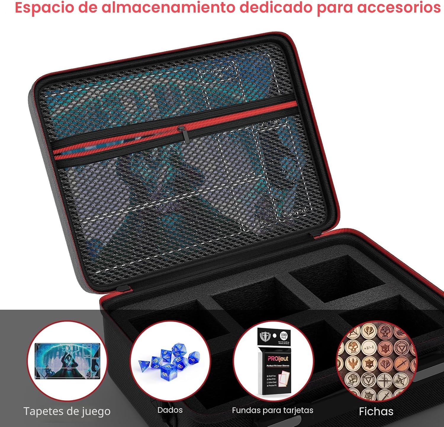 Bolso 6 Slots con Cajas Transparentes Para Cartas TCG - Rosado