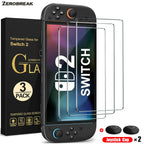 Protector de Pantalla de Vidrio Templado para Nintendo Switch 2 + Caps para Joystick