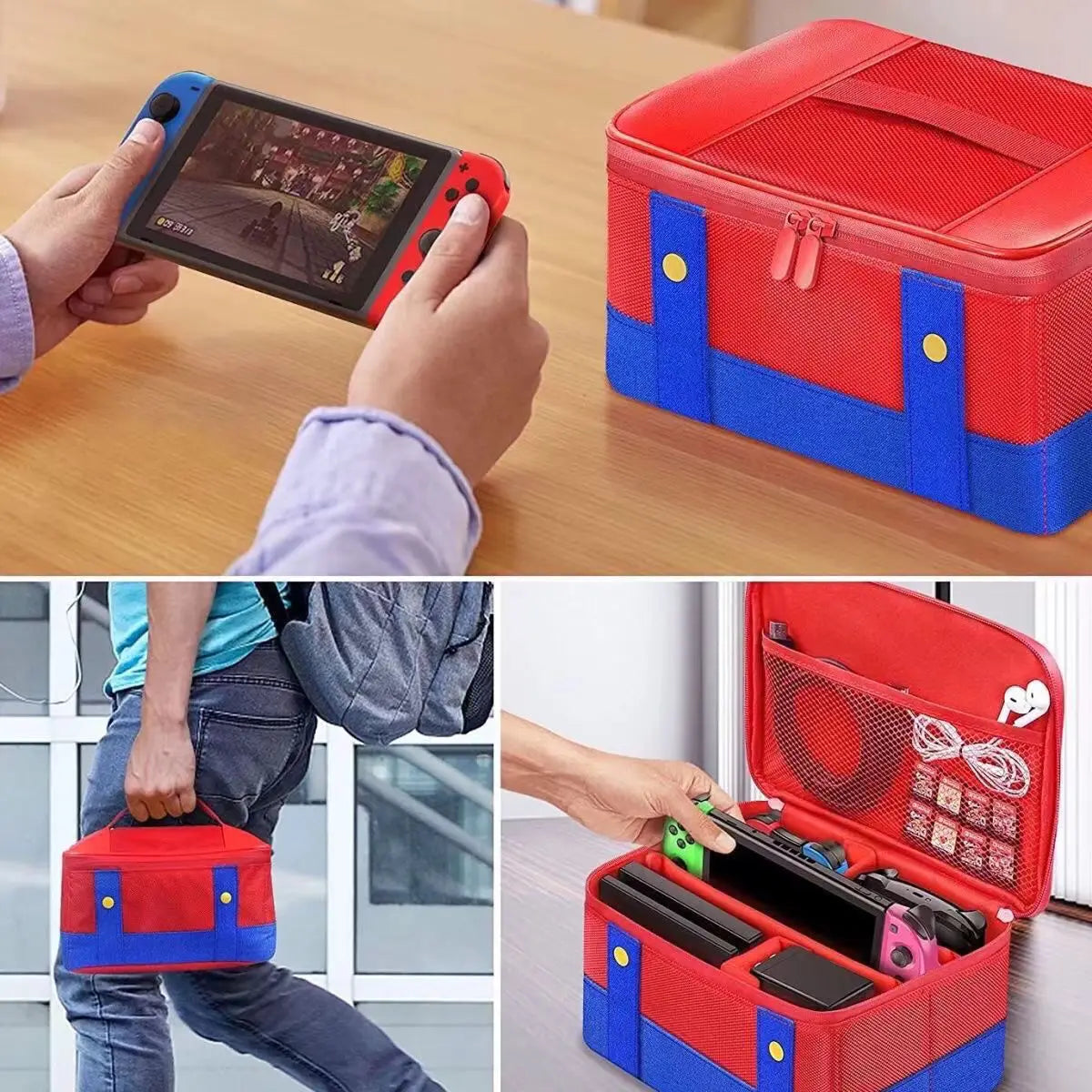 Estuche Rígido de Transporte para Nintendo Switch / OLED / Lite – Caja Protectora con Espacios para Accesorios y Controles