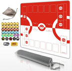 Alfombrilla de juego para cartas TCG 2 jugadores con contadores de daño y bolsa - Roja